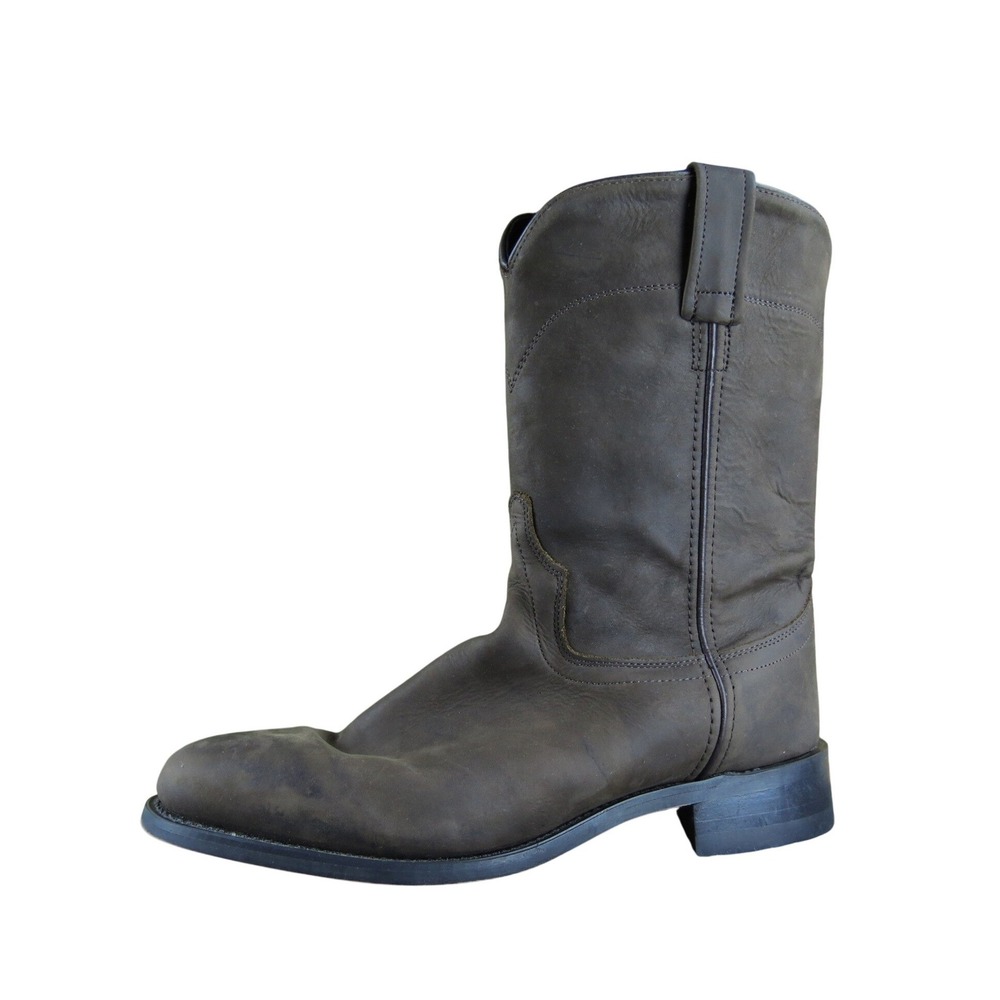 Old West Men's 8D Brown Leather Western Cowboy Boots Pull-On Round Toe